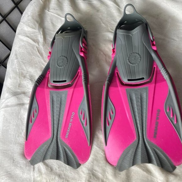 EUC U.S. Divers Women's Pink & Gray Snorkeling Scuba Fins size L/XL - Picture 3 of 9